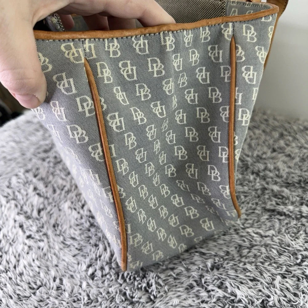 Dooney & Bourke Purse Canvas with Leather Trim Double Handle (Needs Zipper Pull)
